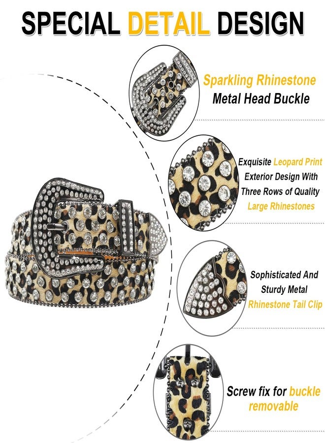 EVERBLTING Rhinestone Belt Leopard Print Bling Belts Men Women Leopard Rhinestone Belt Western Cowgirl BB Belts Y2k 115 - Image 3